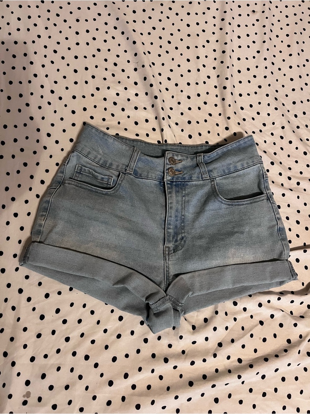 Forever 21 Light Blue Rolled Hem Denim Shorts